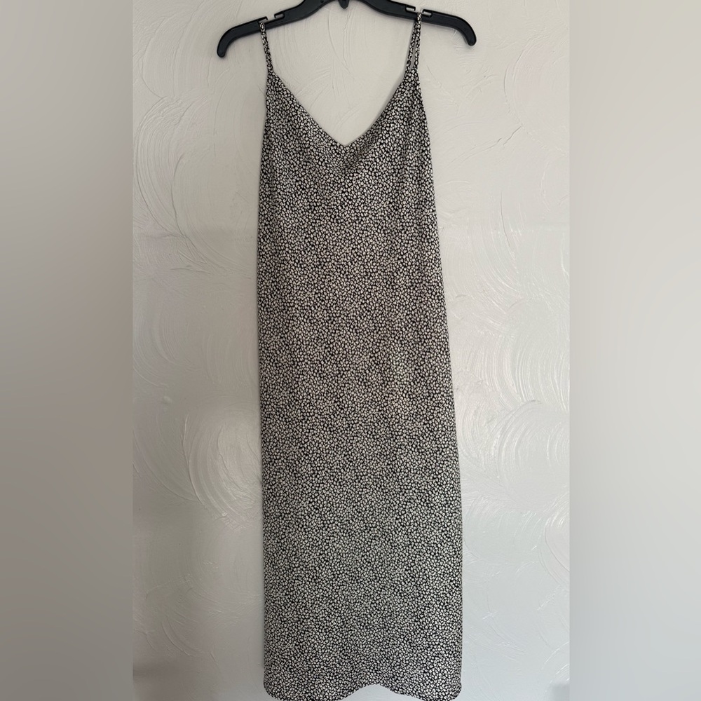 Black & Cream Midi Dress with Slit